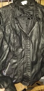 BLACK LEATHER LOOK JACKET